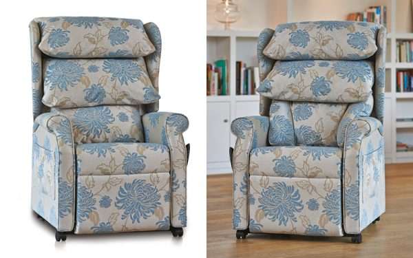 The Copgrove rise and recline chair with a waterfall backrest and a waterfall lateral backrest