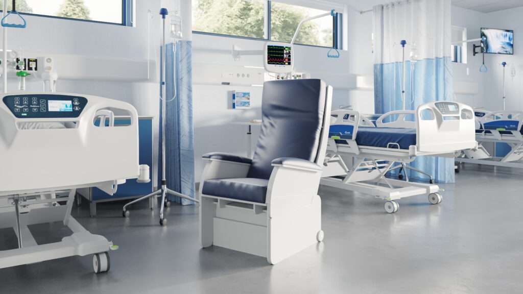 Hiback Bedside Chair Patient Chair Hospital Chair in NHS Trust Hospital Ward